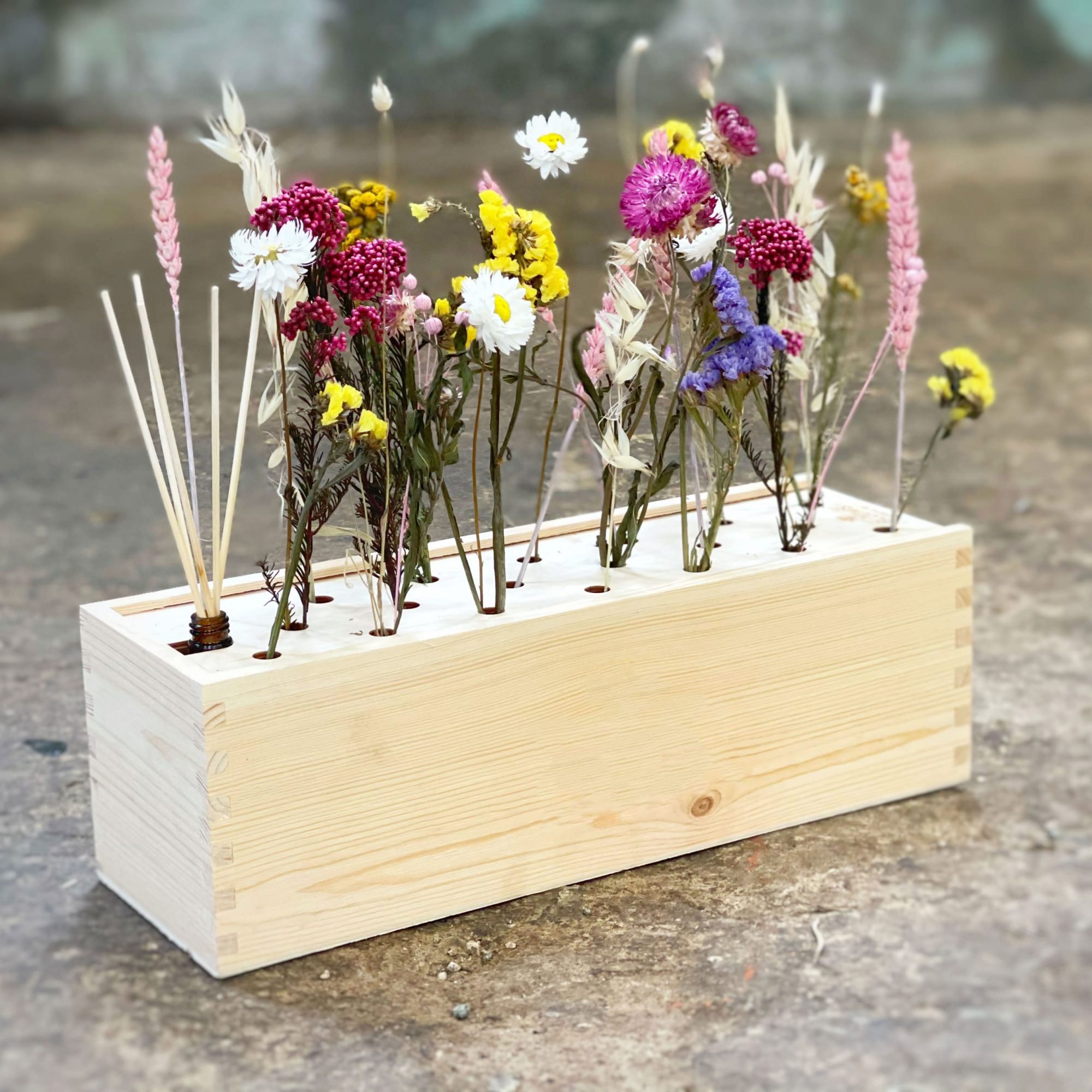 Werbeartikel Pflanzenbox nachhaltig Blumen Lufterfrischer natürlich nachhaltig ökologisch Trockenblumen Kaffeepflanzen Teepflanzen Narzissen Tannenbäume Bienen Bienenhotel Tulpen